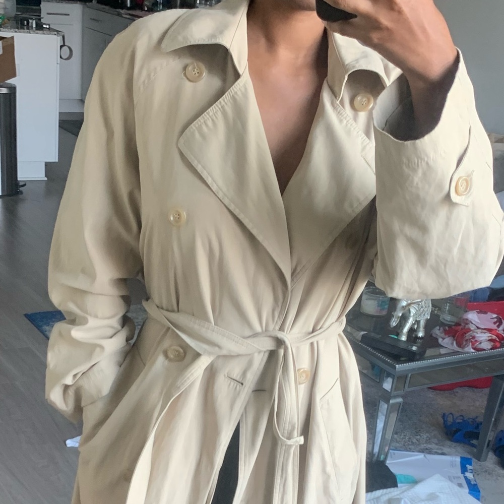 LONDON FOG BEIGE ALL WEATHER TRENCH COAT REG Sz 14 Classic Preppy Staple…
